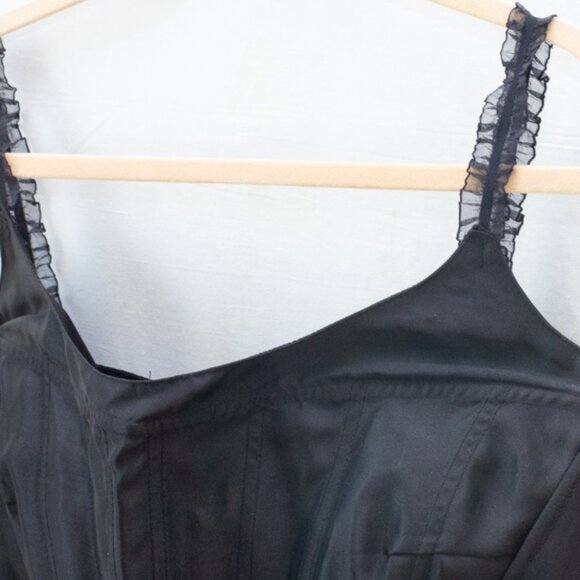 Dolls Kill Sugar Thrillz Goth Black Satin Corset Top Black Lace Straps Size 2X - Picture 4 of 6